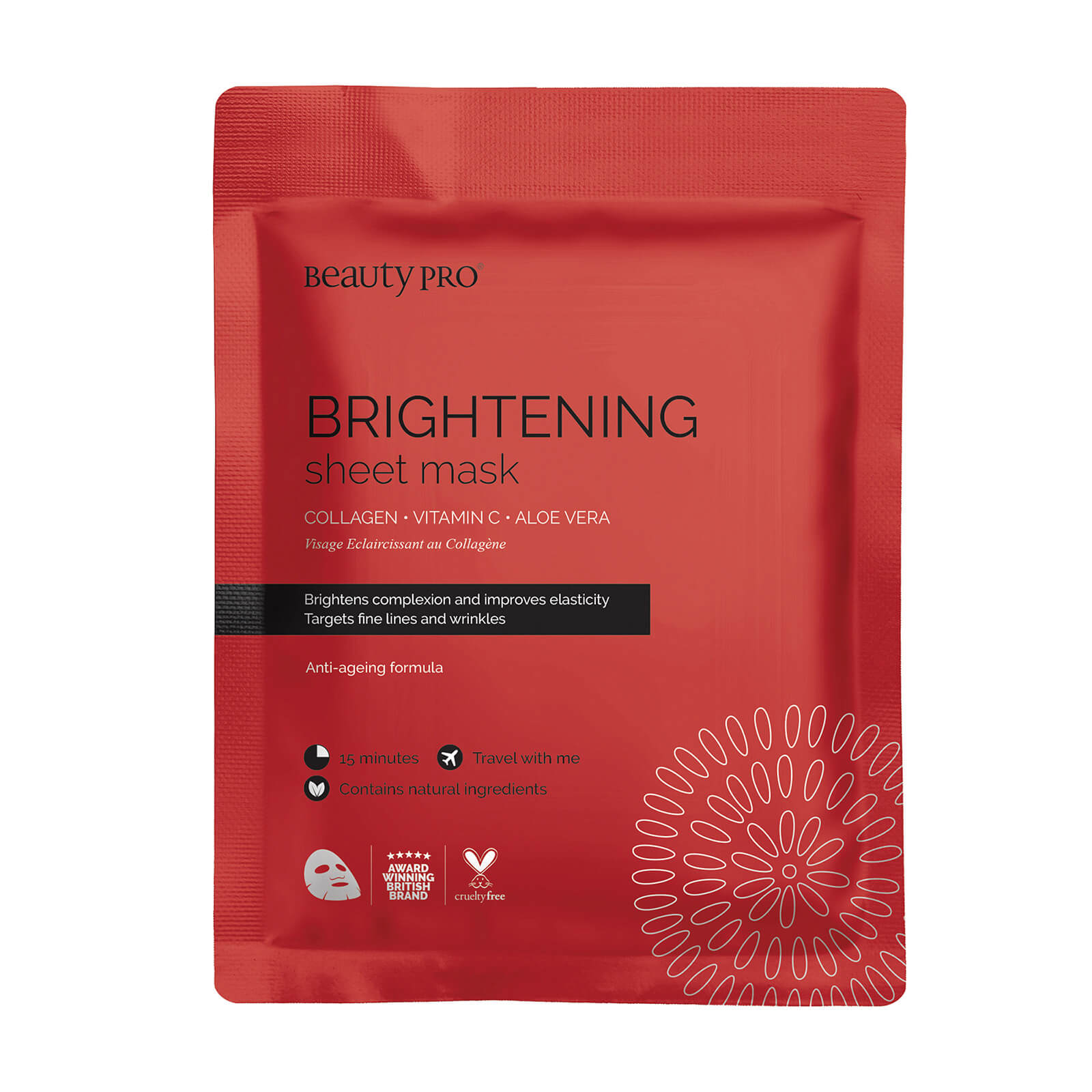 BeautyPro Brightening Collagen Sheet Mask with Vitamin C