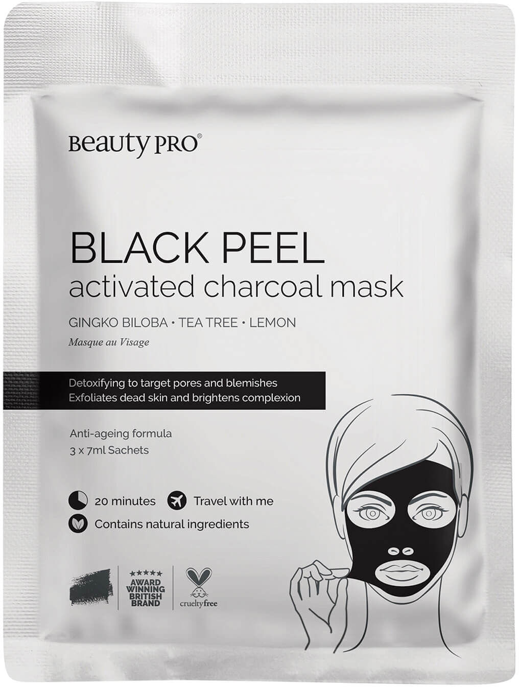 BeautyPro Black Diamond Peel-Off Mask with Activated Charcoal (3 Applications)