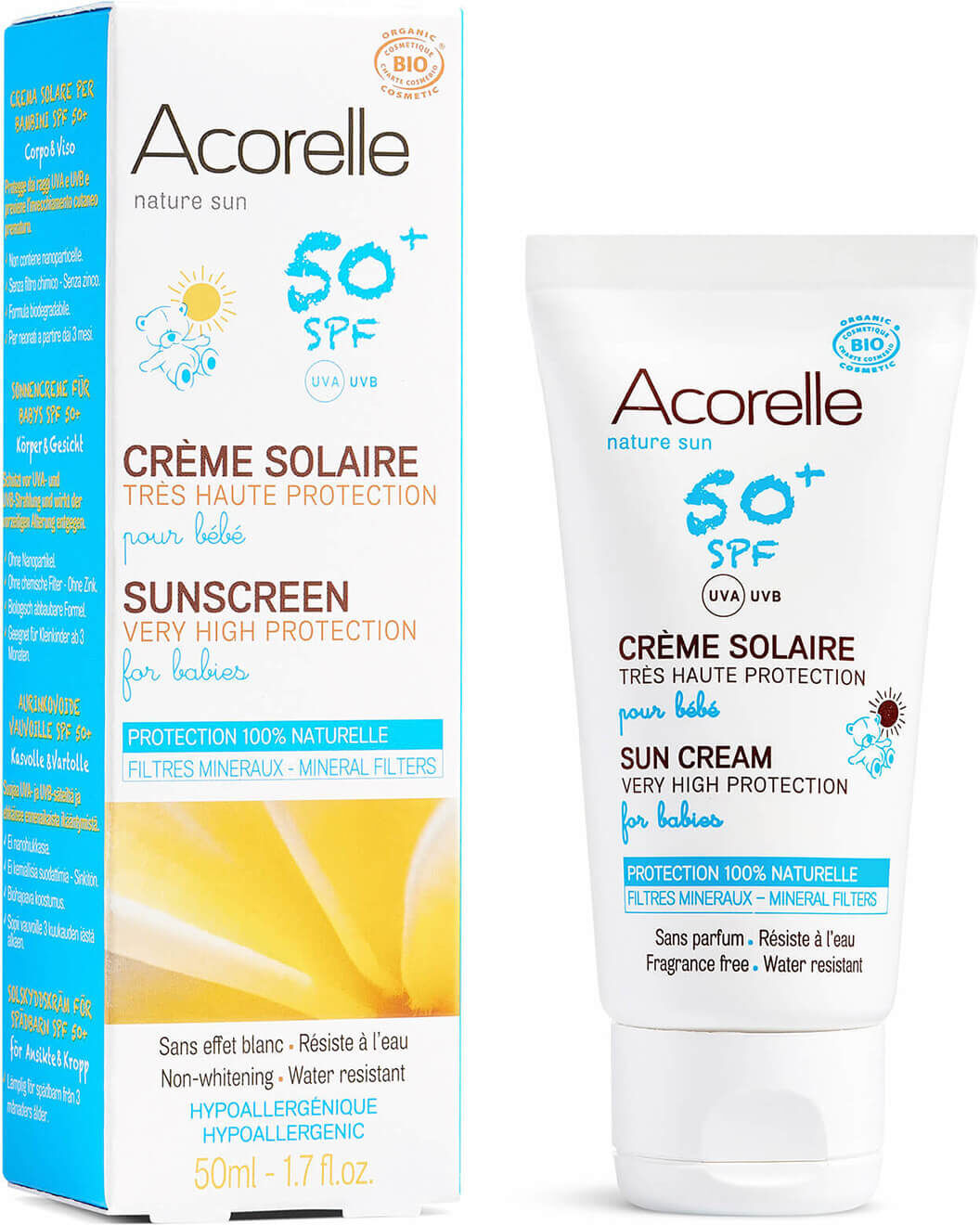 Acorelle Babies Organic SPF50+ Sunscreen - 3 Months and Up 50 ml