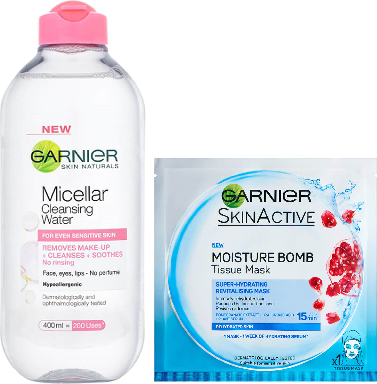 Garnier Micellar Water Sensitive Skin and Hydrating Face Sheet Mask for Dehydrated Skin Kit Exclusive