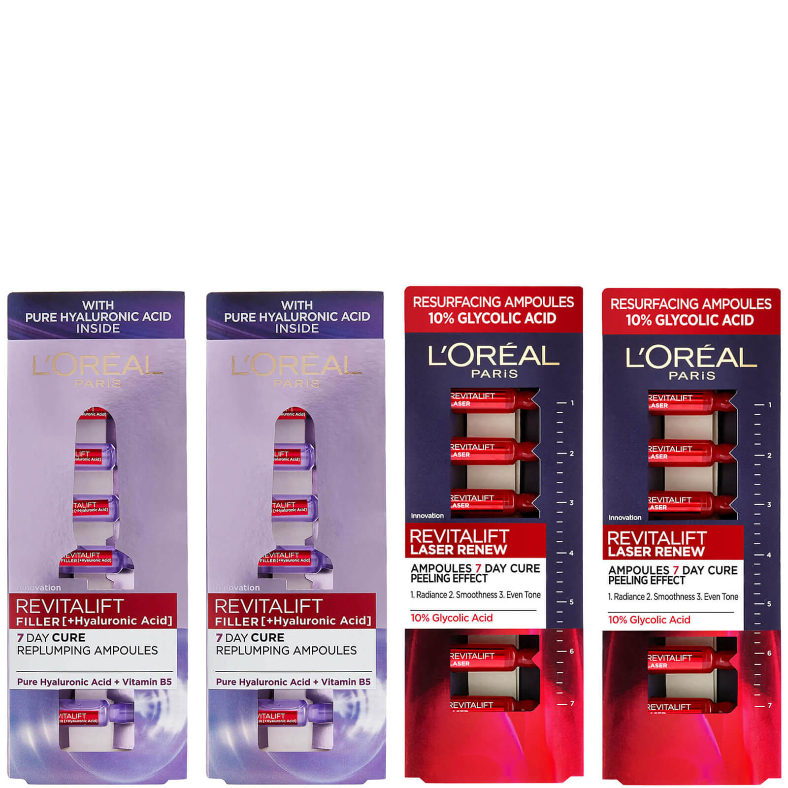 L'Oréal Paris Revitalift Hyaluronic Acid and 10% Glycolic Acid Ampoules Set - Exclusive