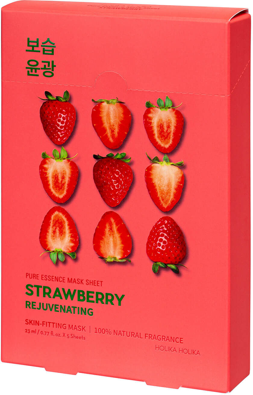 Holika Holika Pure Essence Mask Sheet (5 Masks) 155ml (Various Options) - Strawberry