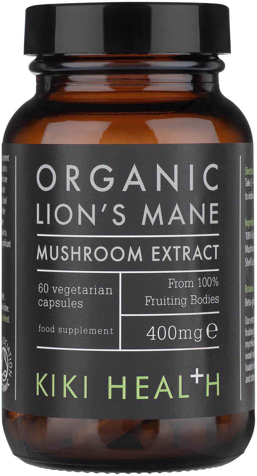 KIKI Health Organic Lion's Mane Extract Mushroom (60 Vegicaps)