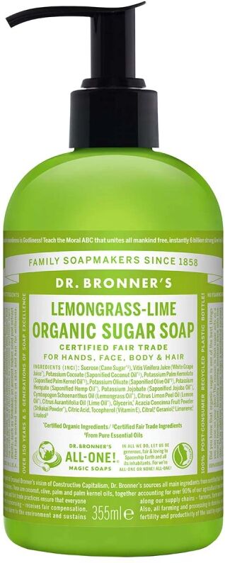 Dr. Bronner's Organic Sugar Soap Lemongrass Lime (355ml)