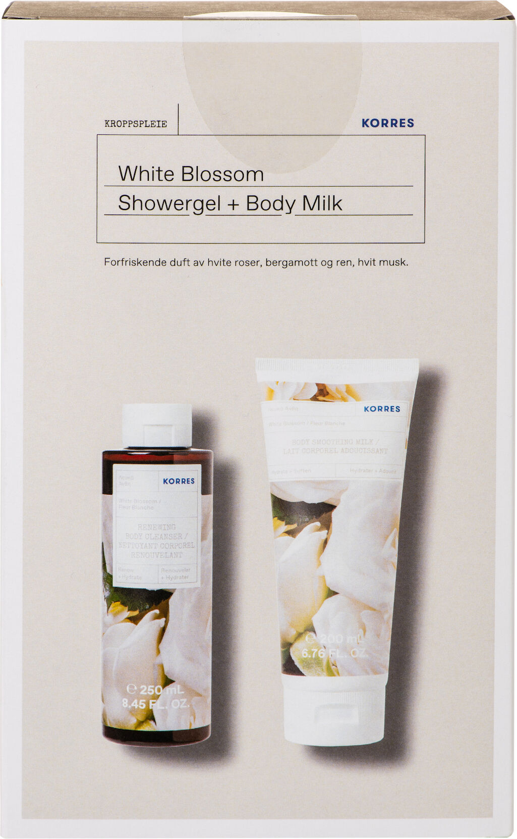 Korres White Blossom Shower Gel + Body Milk Set (Verdi: 308,-)