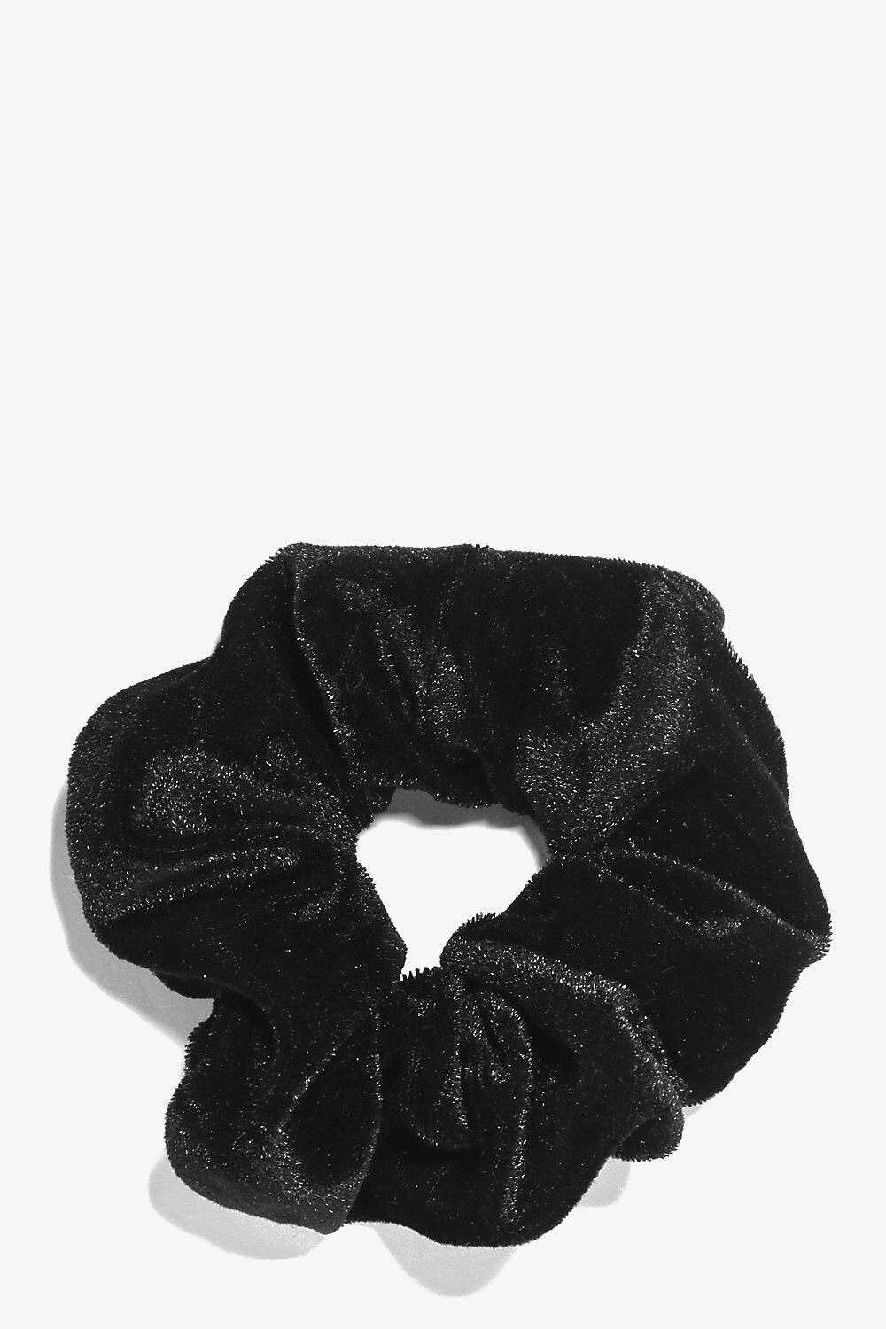 Boohoo Velvet Scrunchie- Black  - Size: ONE SIZE