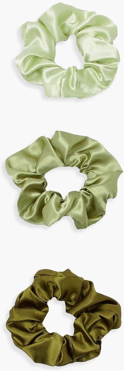 Boohoo Green 3 Pack Scrunchies  - Size: ONE SIZE