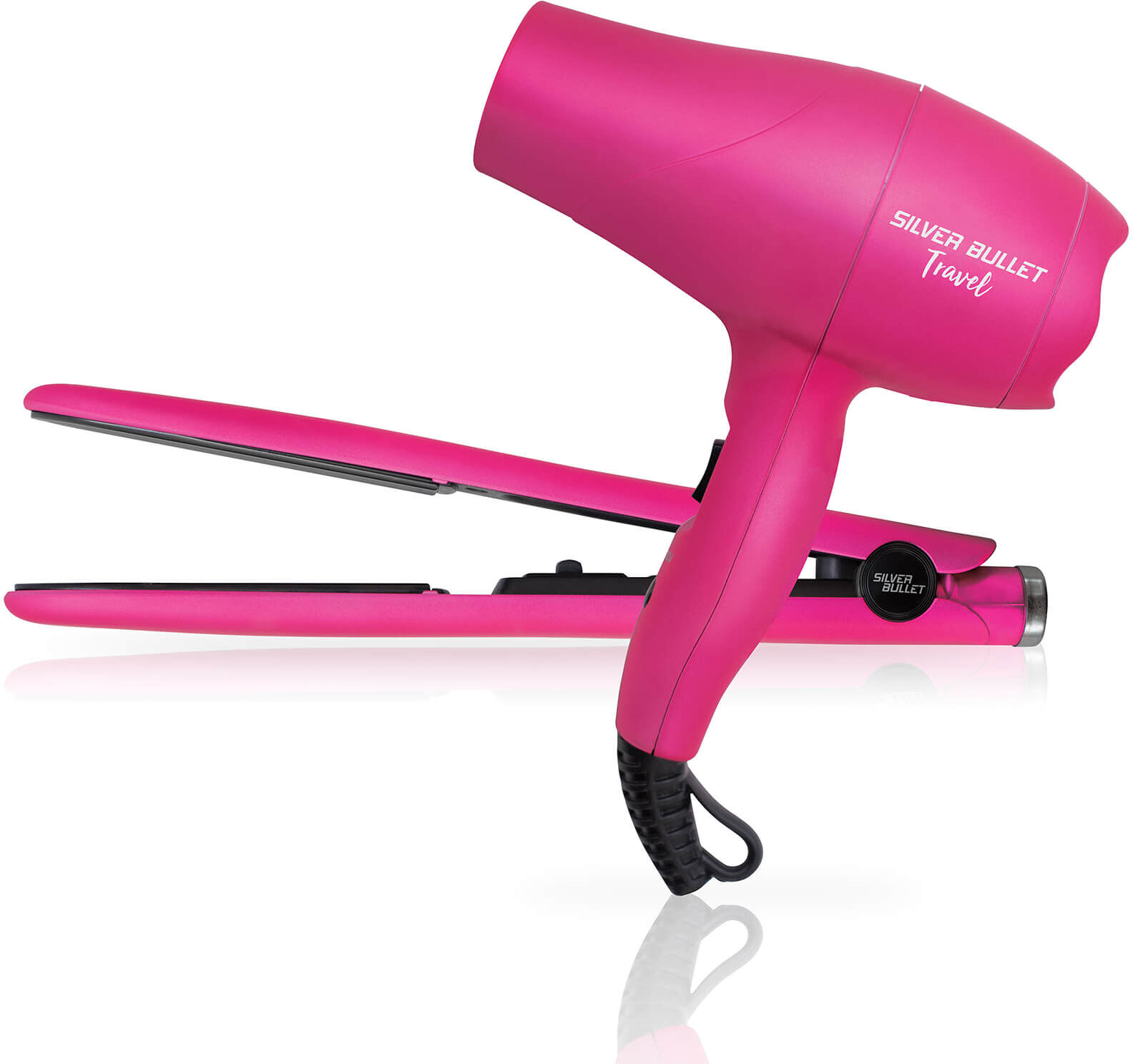 Silver Bullet Luxe Travel Set 2200W Hair Dryer and Straighteners - Pink