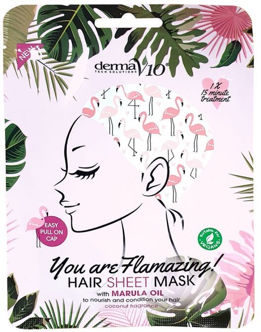 DermaV10 Hair Sheet Mask Marula Oil Flamingo 1 kpl Hiusnaamio