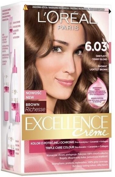 L&#039;Oreal Excellence Creme Hair Color 6.03 Radiant Lightest Brown 1 kpl Hiusv&auml;ri