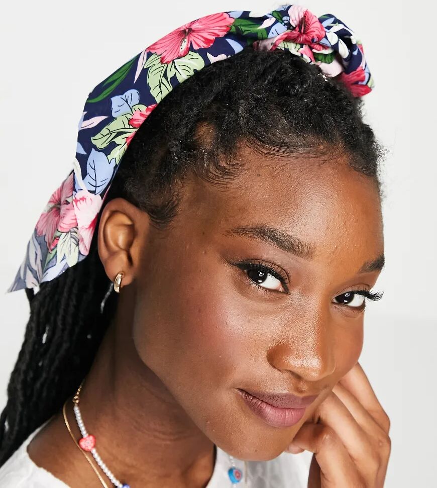 Accessorize bow scrunchie in tropical print-Multi  Multi