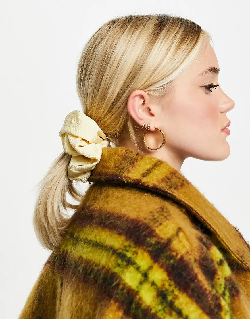 Accessorize Exclusive oversized hair scrunchie in yellow plisse  Yellow