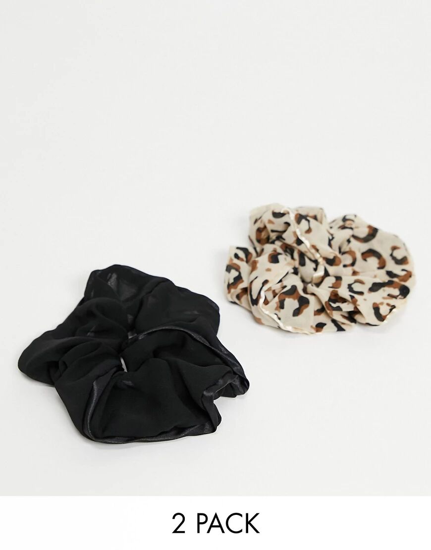 Accessorize pack of 2 scrunchies in leopard print-Multi  Multi