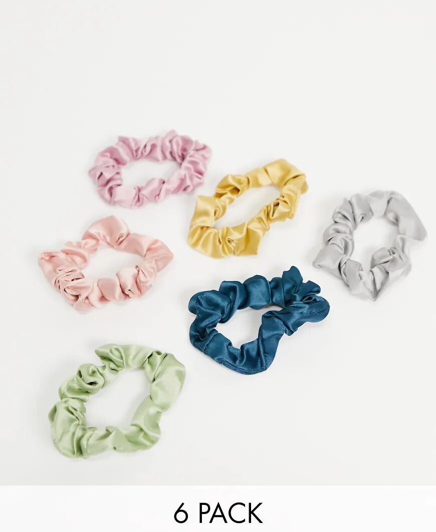 Accessorize pack of 6 mini scrunchies in multi sheen  Multi