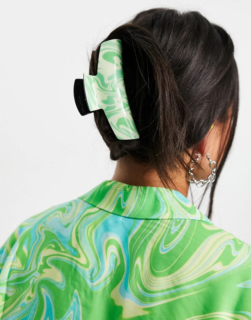 ASOS DESIGN hair claw in green swirl  Green