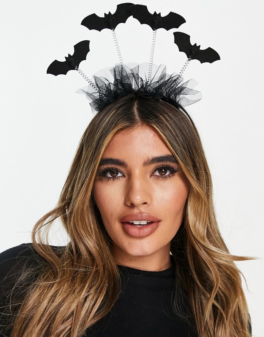 ASOS DESIGN headband with bat boppers-Black  Black