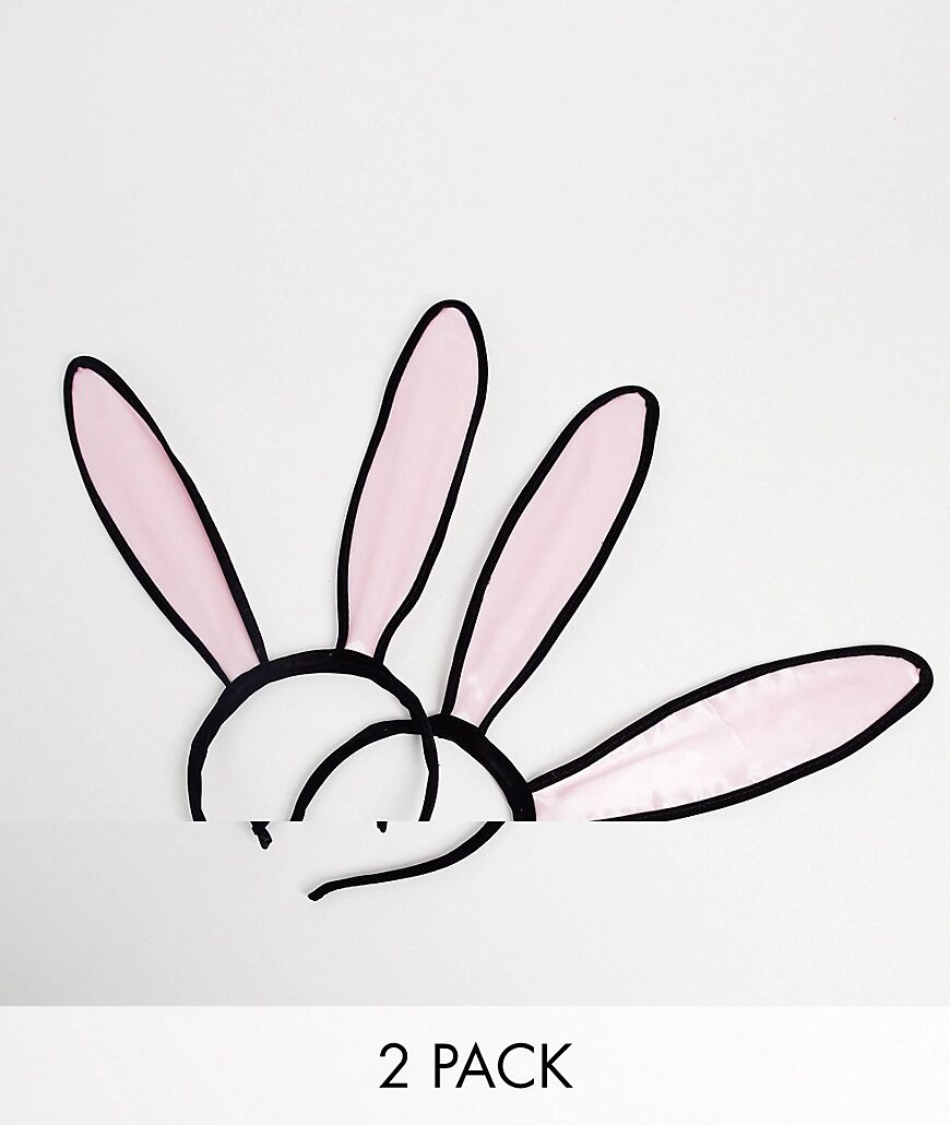 ASOS DESIGN pack of 2 headband with satin bunny ears-Multi  Multi