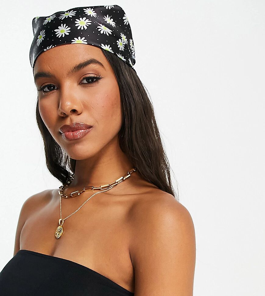 Glamorous Exclusive headscarf in satin sunflower print-Multi  Multi