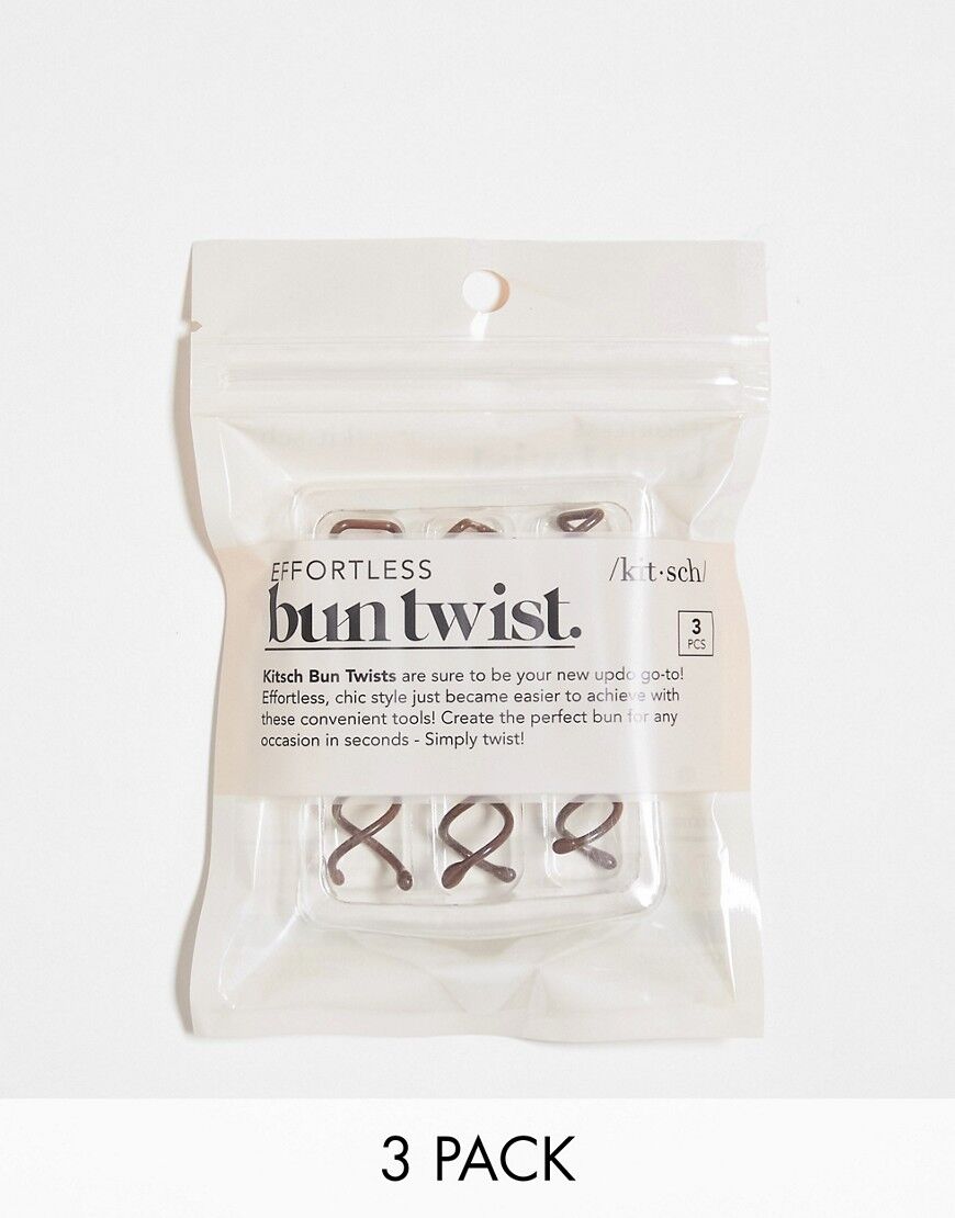 Kitsch Brown Bun Twist - 3 pack-No colour  No colour