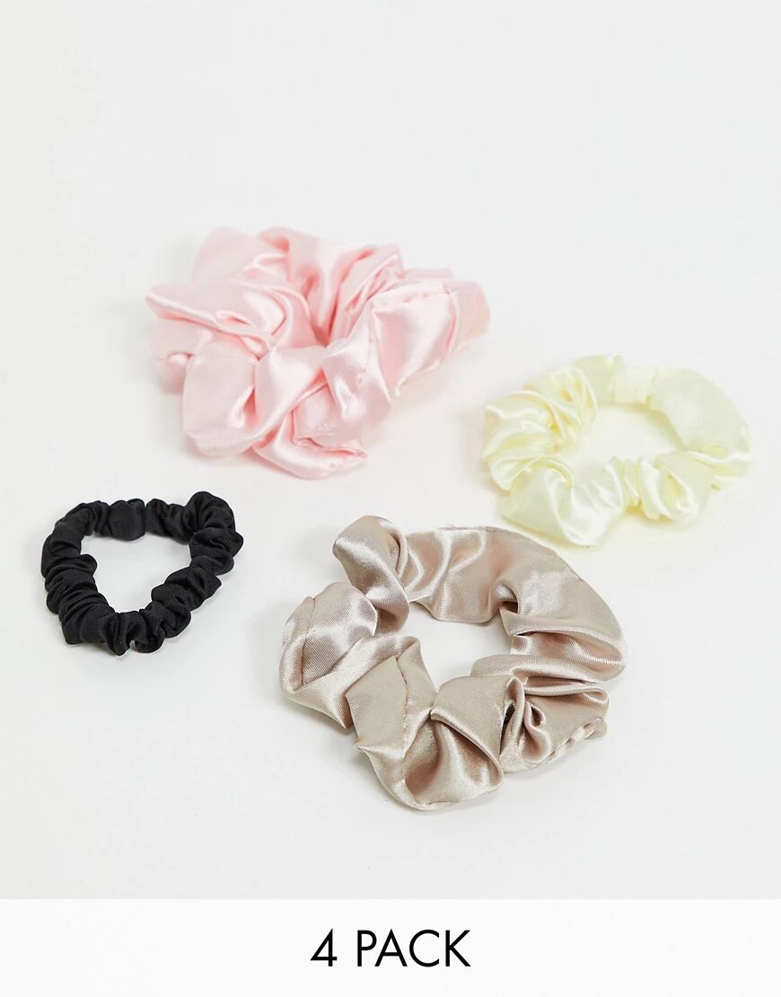 Madein. Madein pack of 4 satin hair scrunchies-Multi  Multi