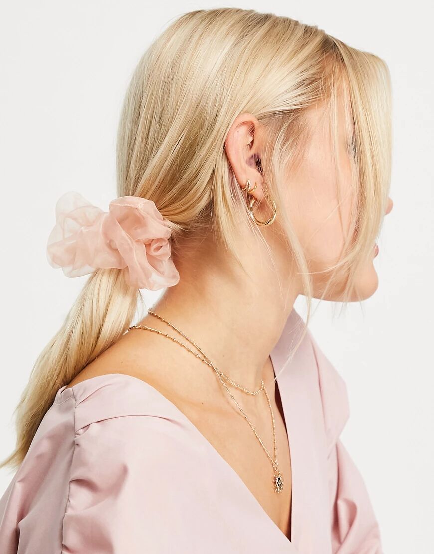 Miss Selfridge organza pearl hair scrunchie-Pink  Pink