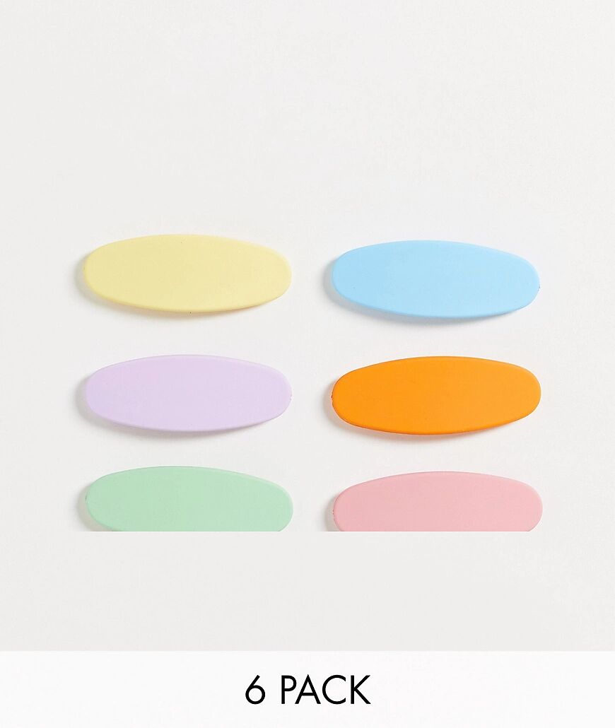 My Accessories London matte 6 x multipack snap hair clips in pastel mix  Multi