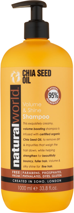 Natural World Chia Seed Oil Volume & Shine Shampoo 1000 ml Sjampo