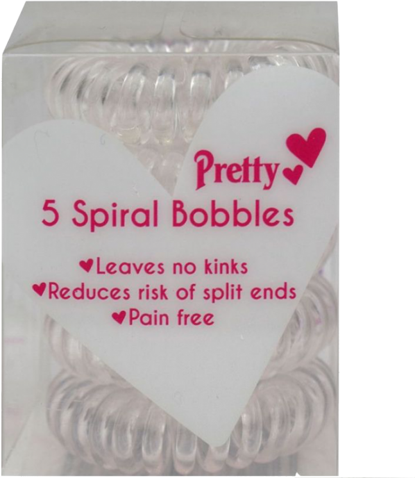 Pretty Spiral Bobbles Clear 5 stk Hårstrikk