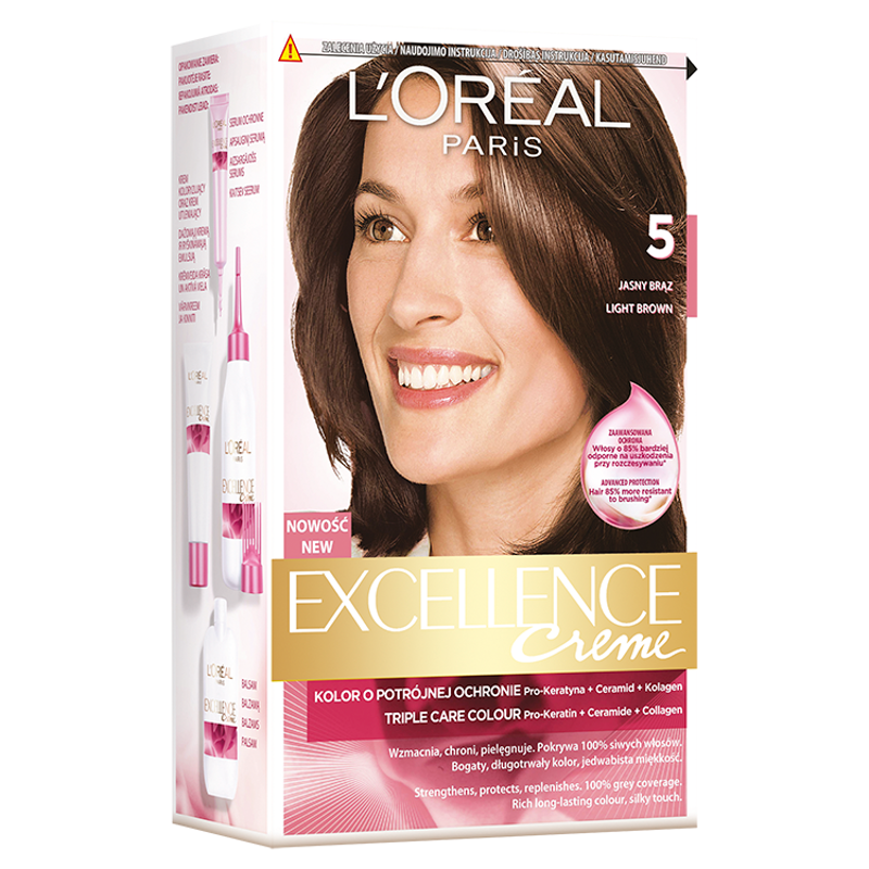 L'Oreal Excellence Creme Hair Color 5 Light Brown 1 stk Hårfarge