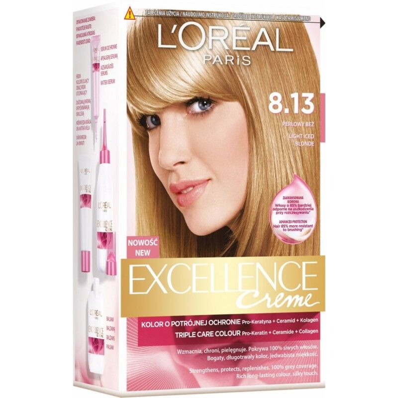 L'Oreal Excellence Creme Hair Color 8.13 Light Iced Blonde 1 stk Hårfarge
