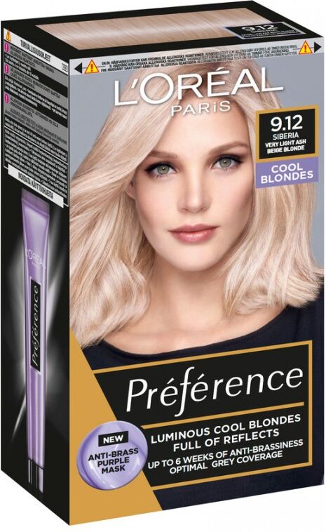 L'Oreal Preference 9.12 Siberia Very Light Ash Beige Blonde 1 pcs Hårfarge