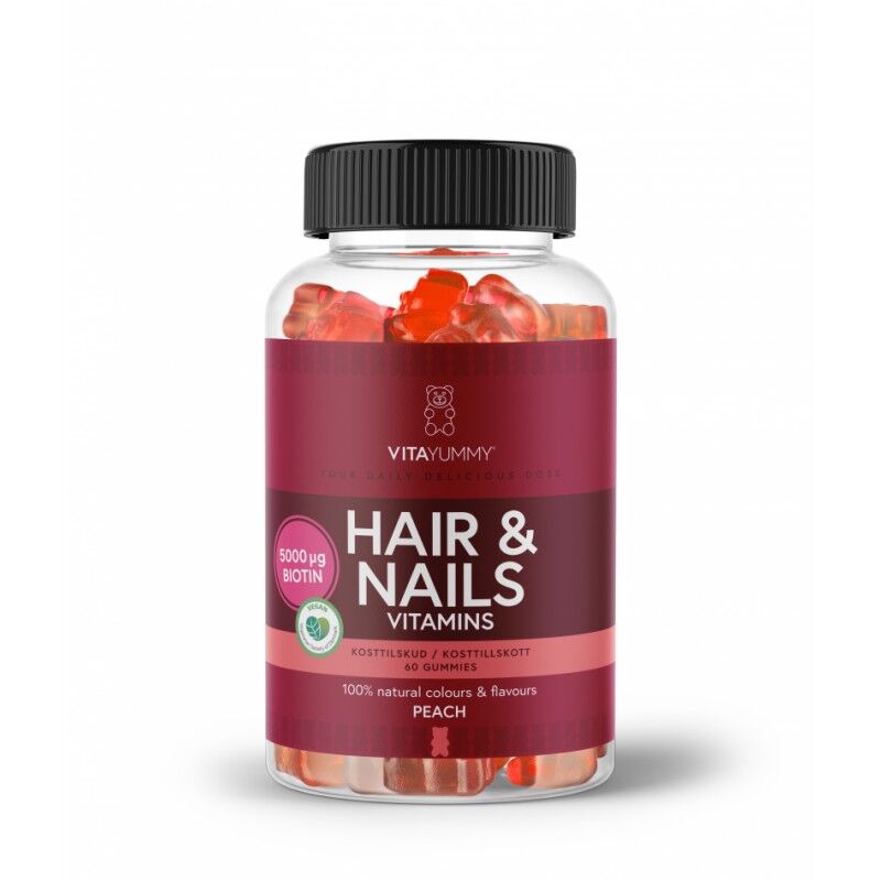 VitaYummy Hair & Nails Vitamins Peach 60 pcs Hårvitaminer