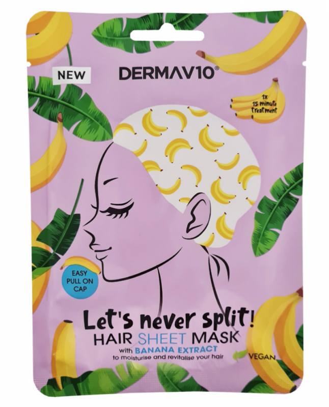 DermaV10 Banana Printed Hair Sheet Mask 1 stk Hårmaske