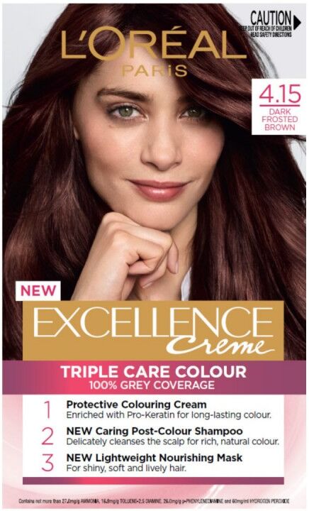 L'Oreal Excellence Creme Hair Color 4.15 Dark Frosted Brown 1 stk Hårfarge