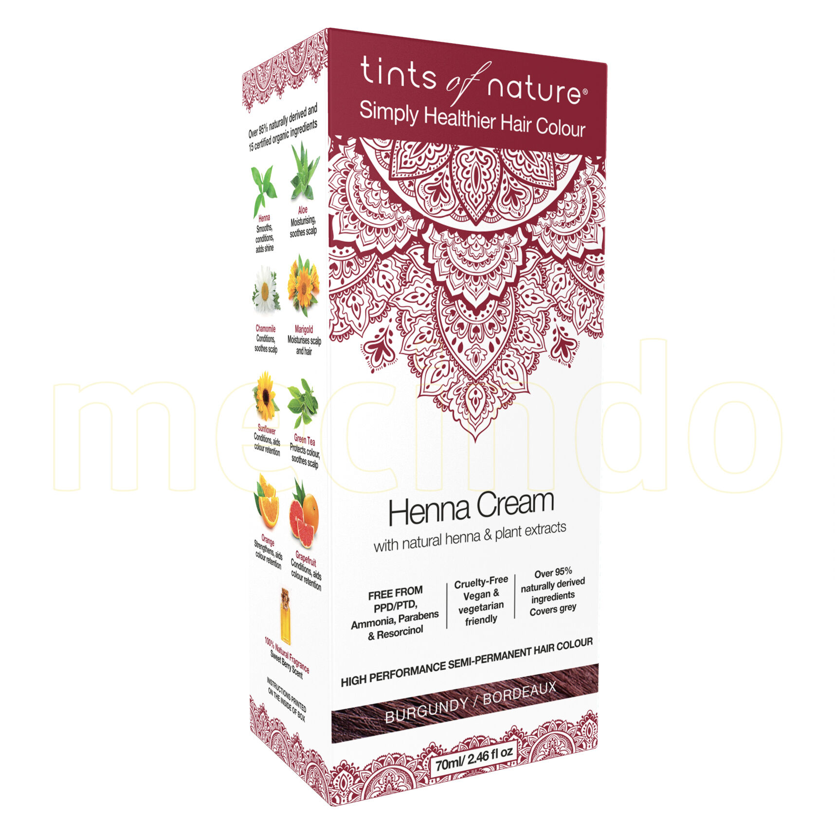 Tints of Nature Hårfarve Henna Creme Burgundy - 70 ml