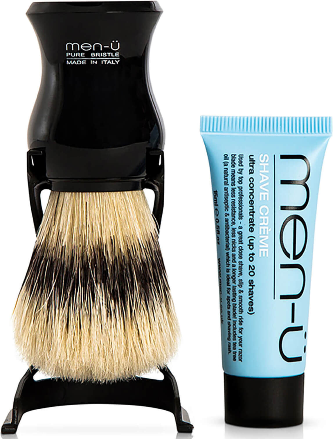 men-u men-ü Barbiere Shave Brush and Stand - Black