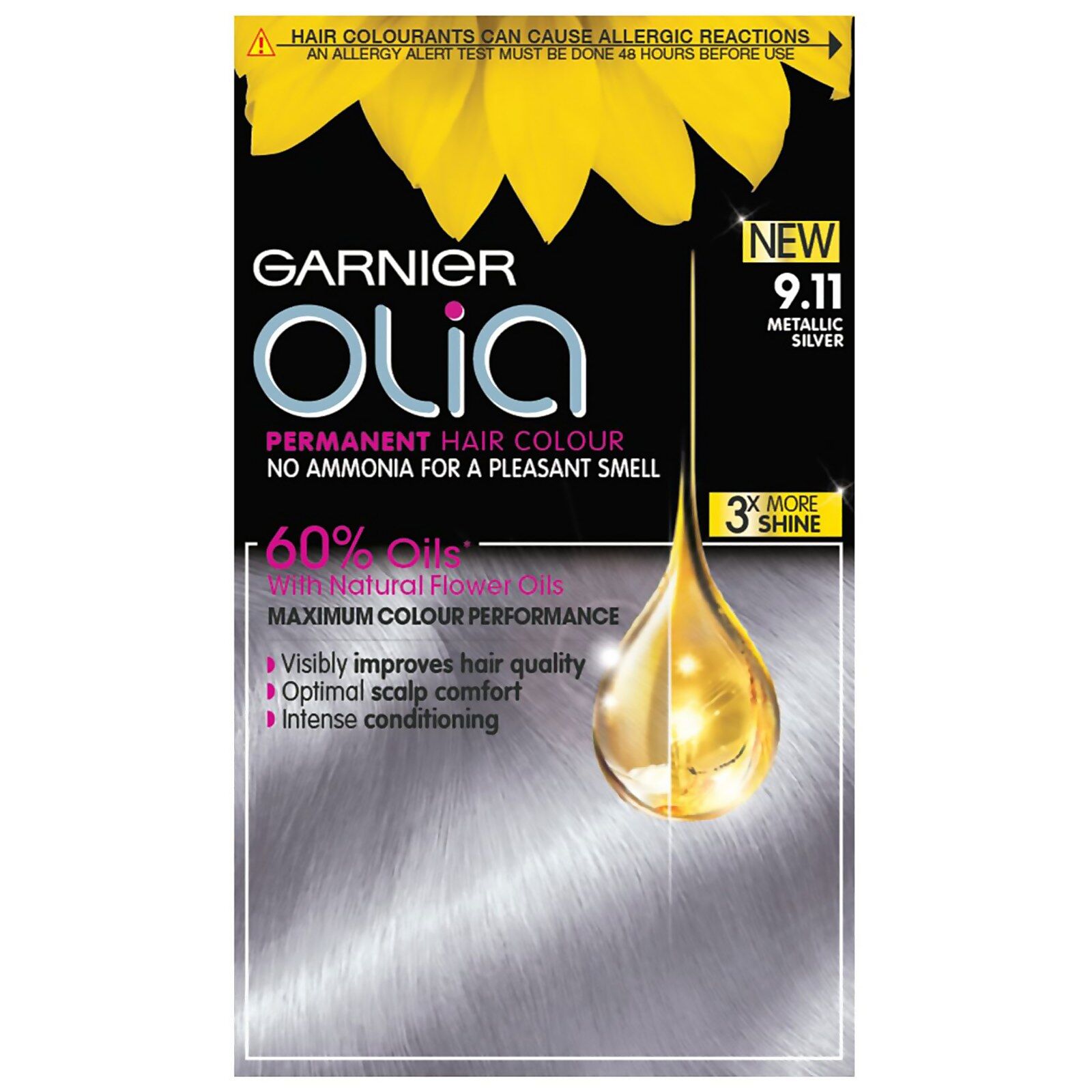 Garnier Olia Permanent Hair Dye (Various Shades) - 9.11 Metallic Silver