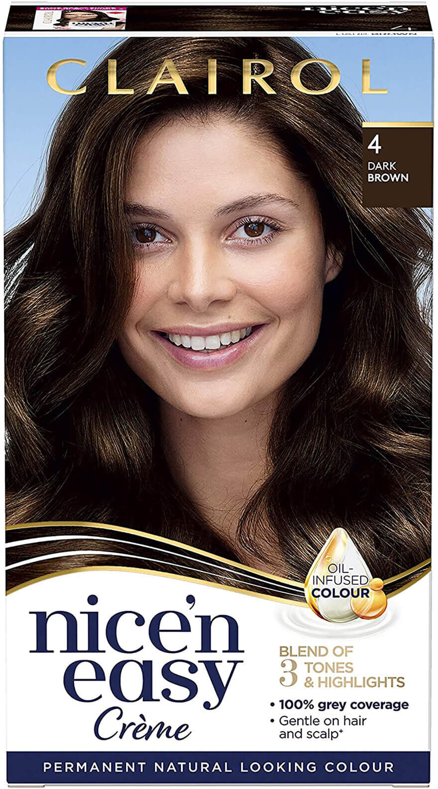 Clairol Nice' n Easy Crème Natural Looking Oil Infused Permanent Hair Dye 177ml (Various Shades) - 4 Dark Brown