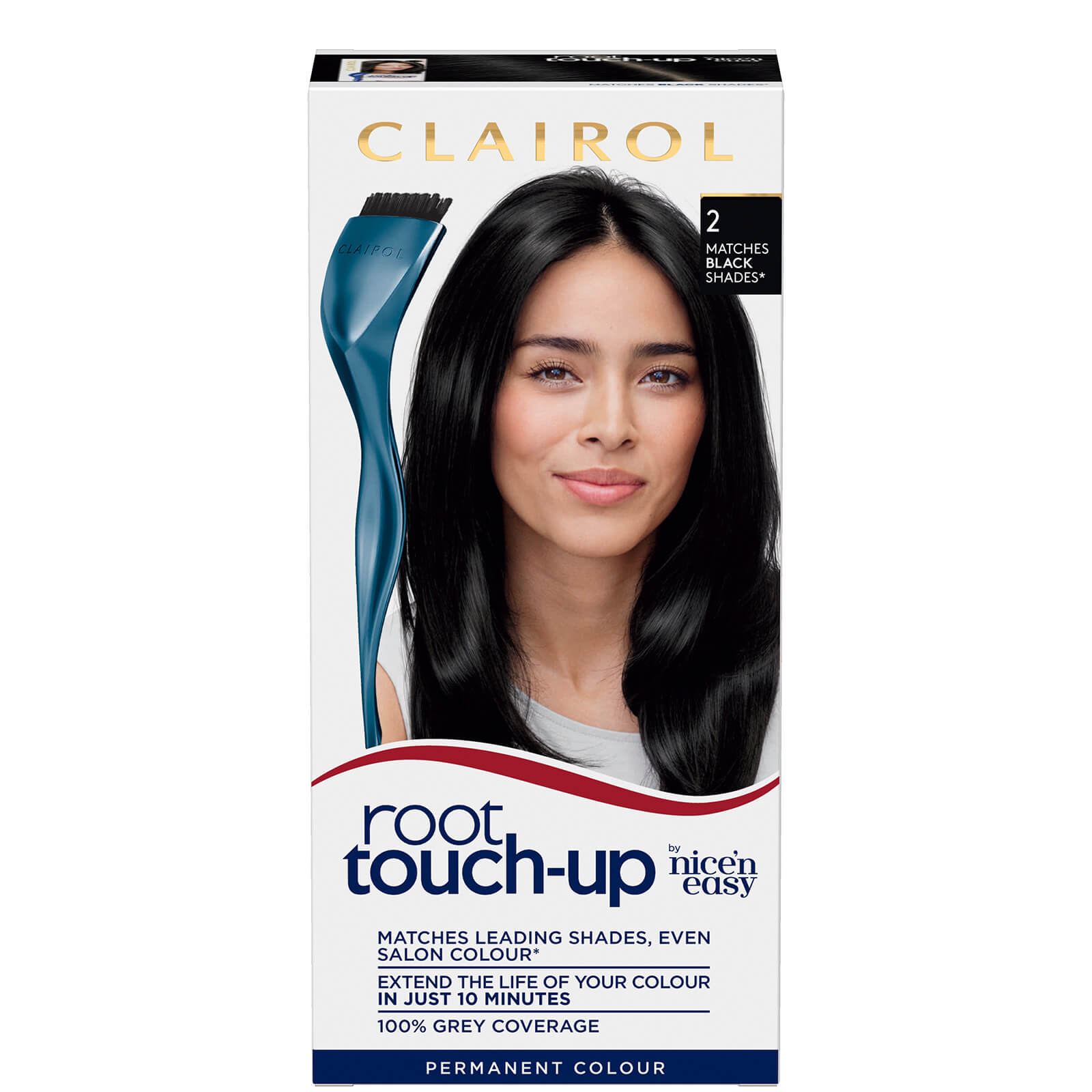 Clairol Root Touch-Up Permanent Hair Dye Long-lasting Intensifying Colour with Full Coverage 30ml (Various Shades) - 2 Black