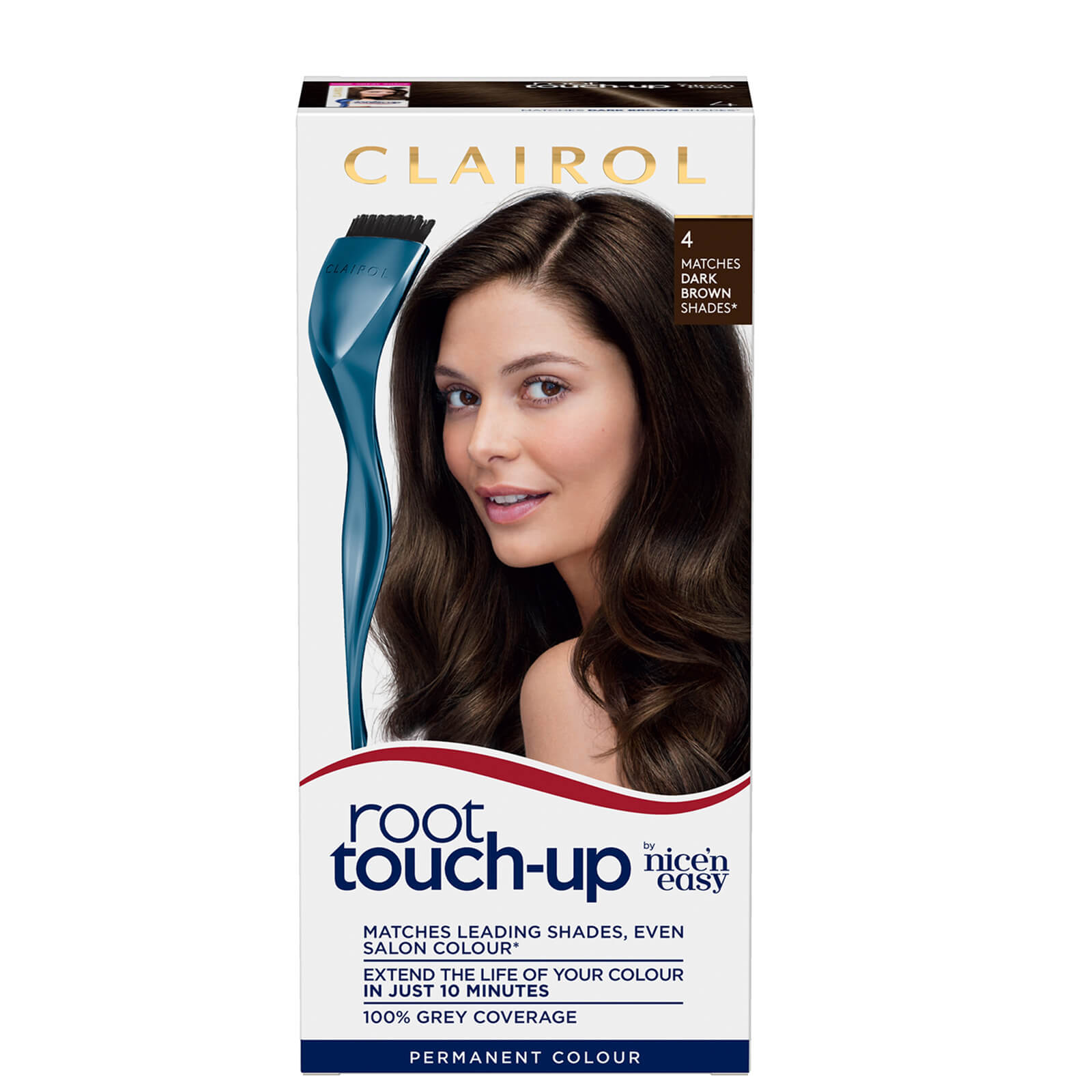 Clairol Root Touch-Up Permanent Hair Dye Long-lasting Intensifying Colour with Full Coverage 30ml (Various Shades) - 4 Dark Brown