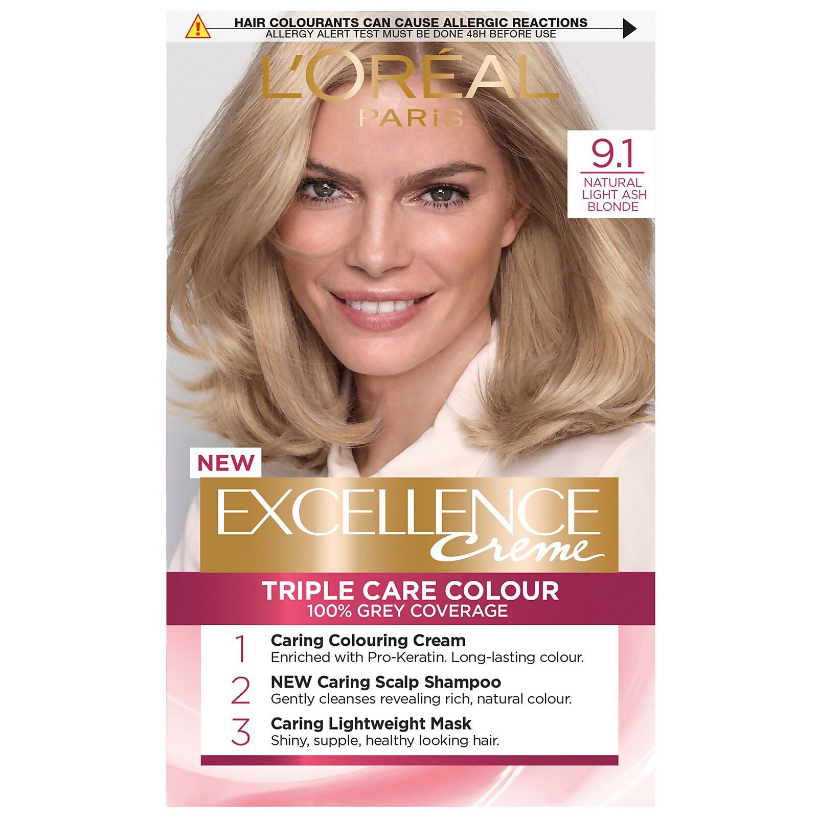 L'Oréal Paris Excellence Crème Permanent Hair Dye (Various Shades) - 9.1 Natural Light Ash Blonde