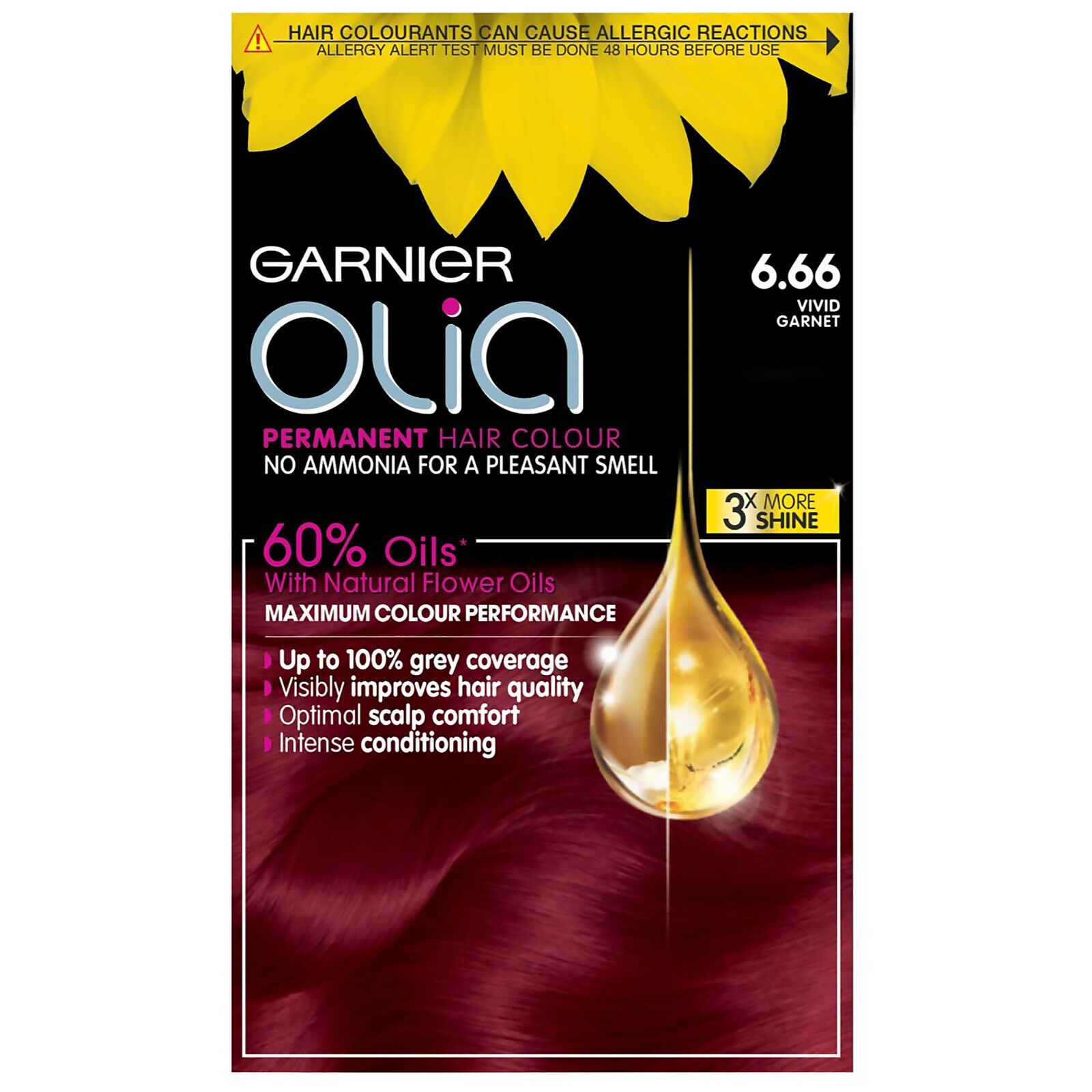 Garnier Olia Permanent Hair Dye (Various Shades) - 6.66 Vivid Garnet Red
