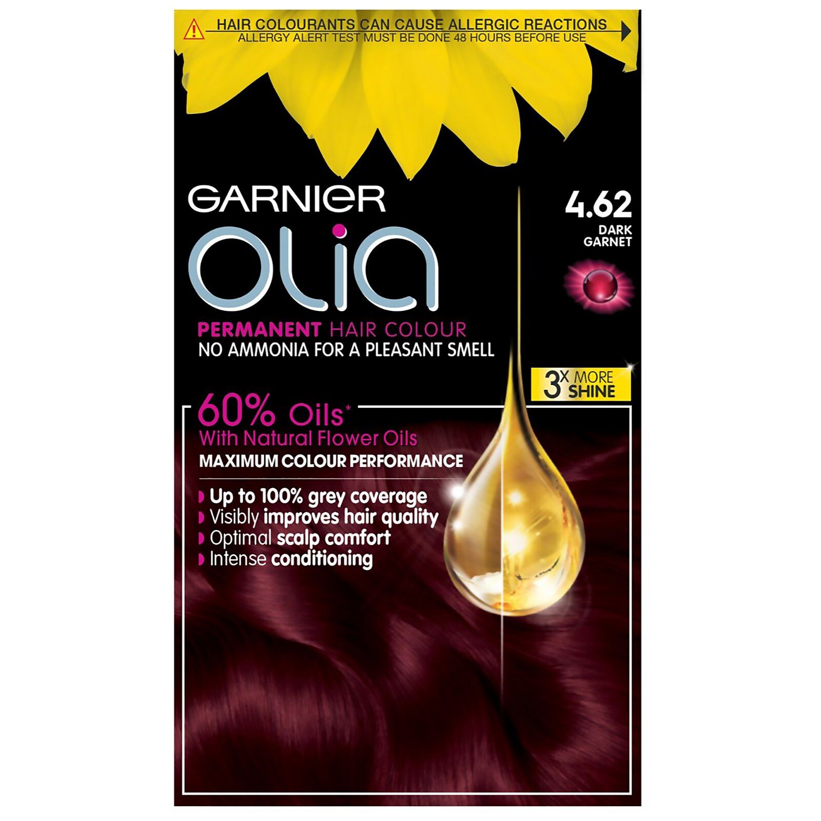 Garnier Olia Permanent Hair Dye (Various Shades) - 4.62 Dark Garnet Red
