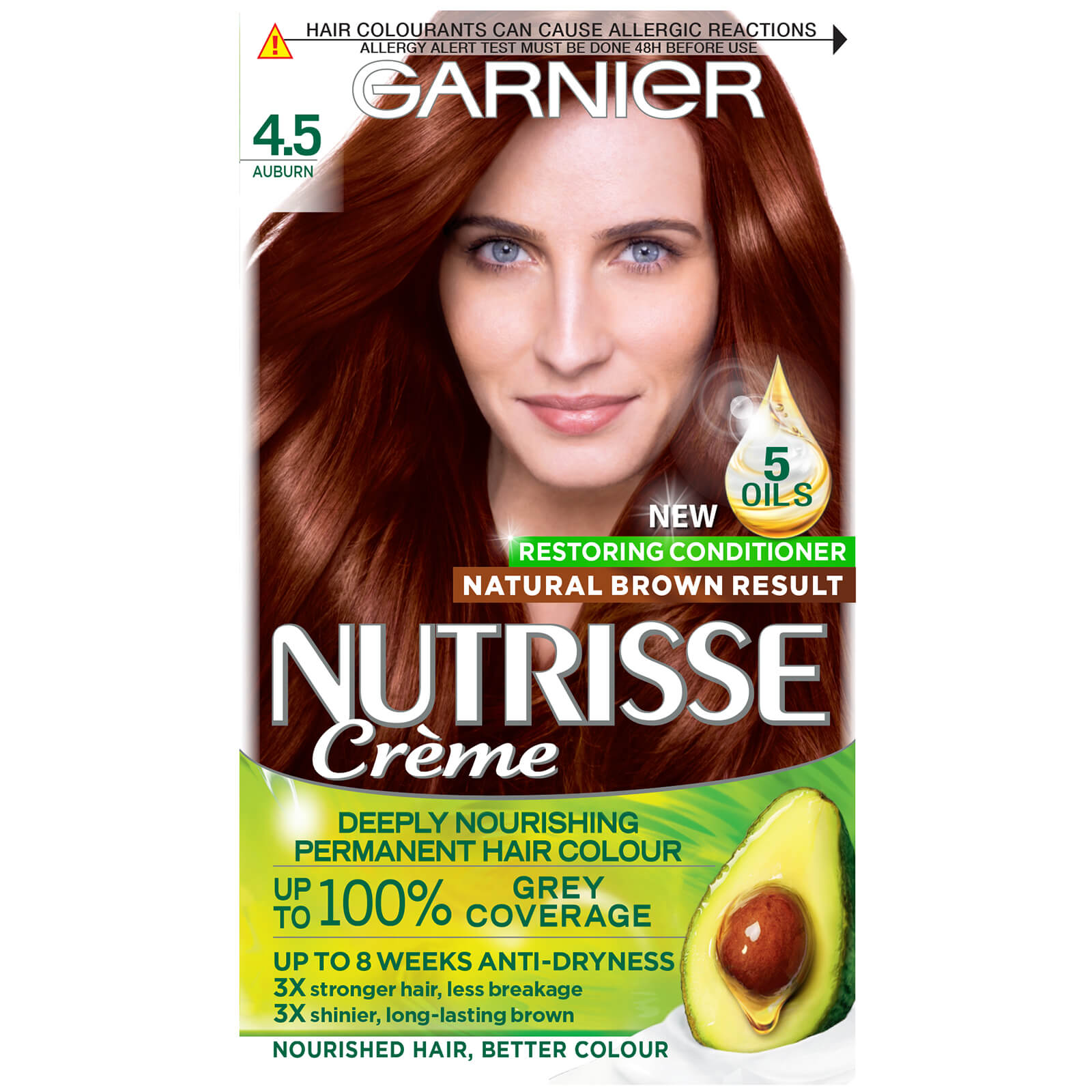 Garnier Nutrisse Permanent Hair Dye (utvalg av fargetoner) - 4.5 Auburn Red