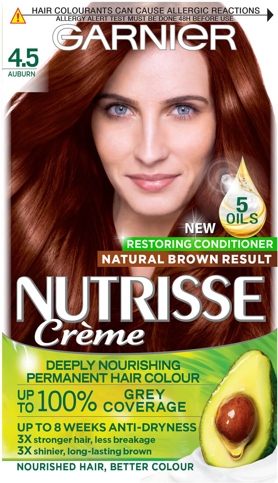 Garnier Nutrisse Permanent Hair Dye (utvalg av fargetoner) - 4.5 Auburn Red