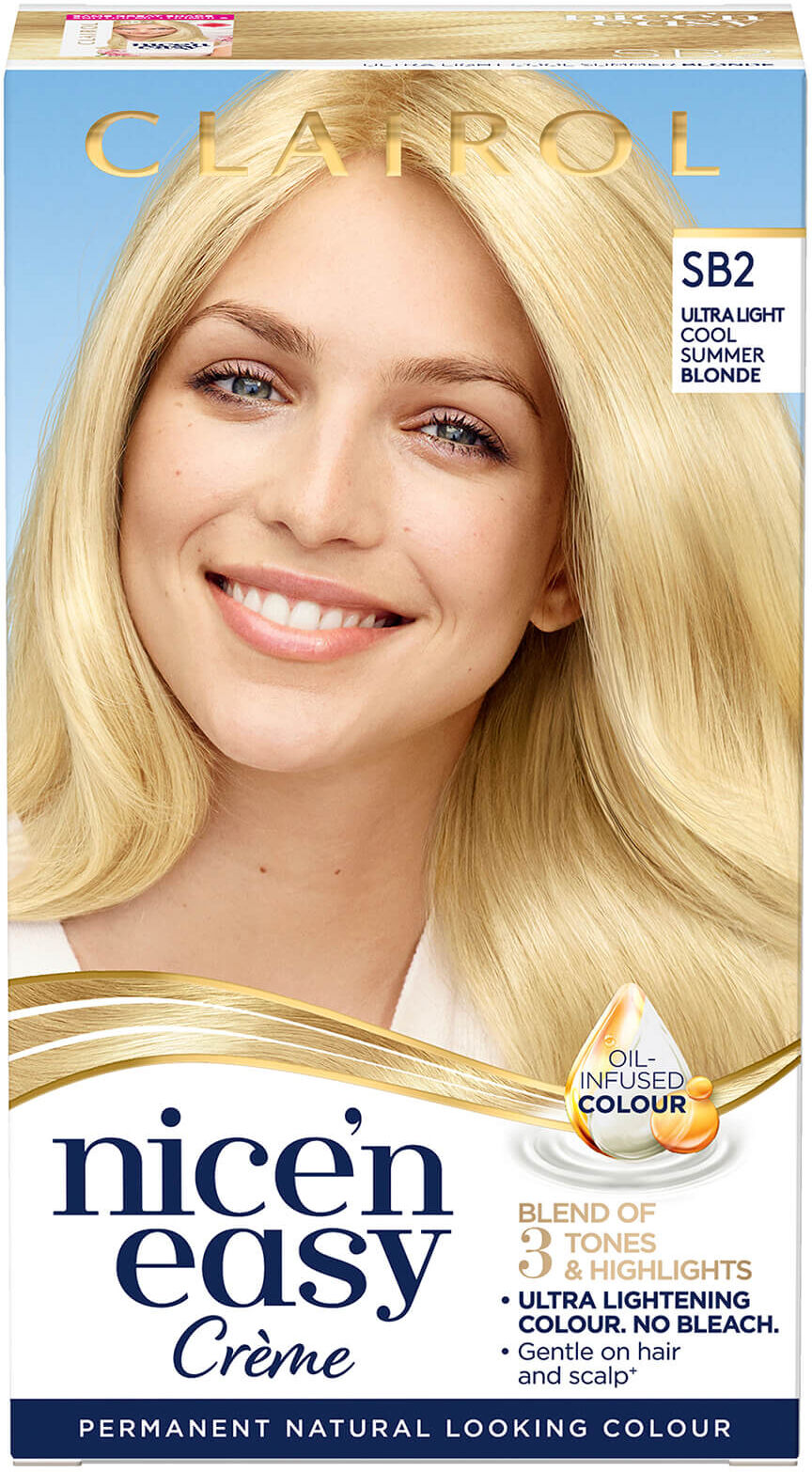 Clairol Nice' n Easy Crème Natural Looking Oil Infused Permanent Hair Dye 177ml (Various Shades) - SB2 Ultra Light Cool Summer Blonde