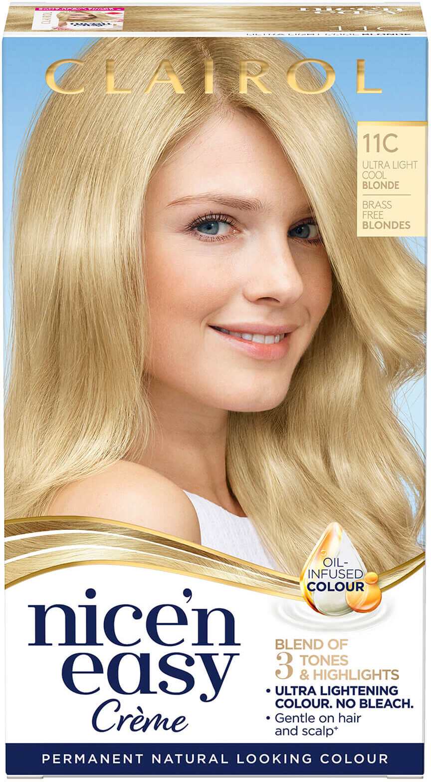 Clairol Nice' n Easy Crème Natural Looking Oil Infused Permanent Hair Dye 177ml (Various Shades) - 11C Ultra Light Cool Blonde