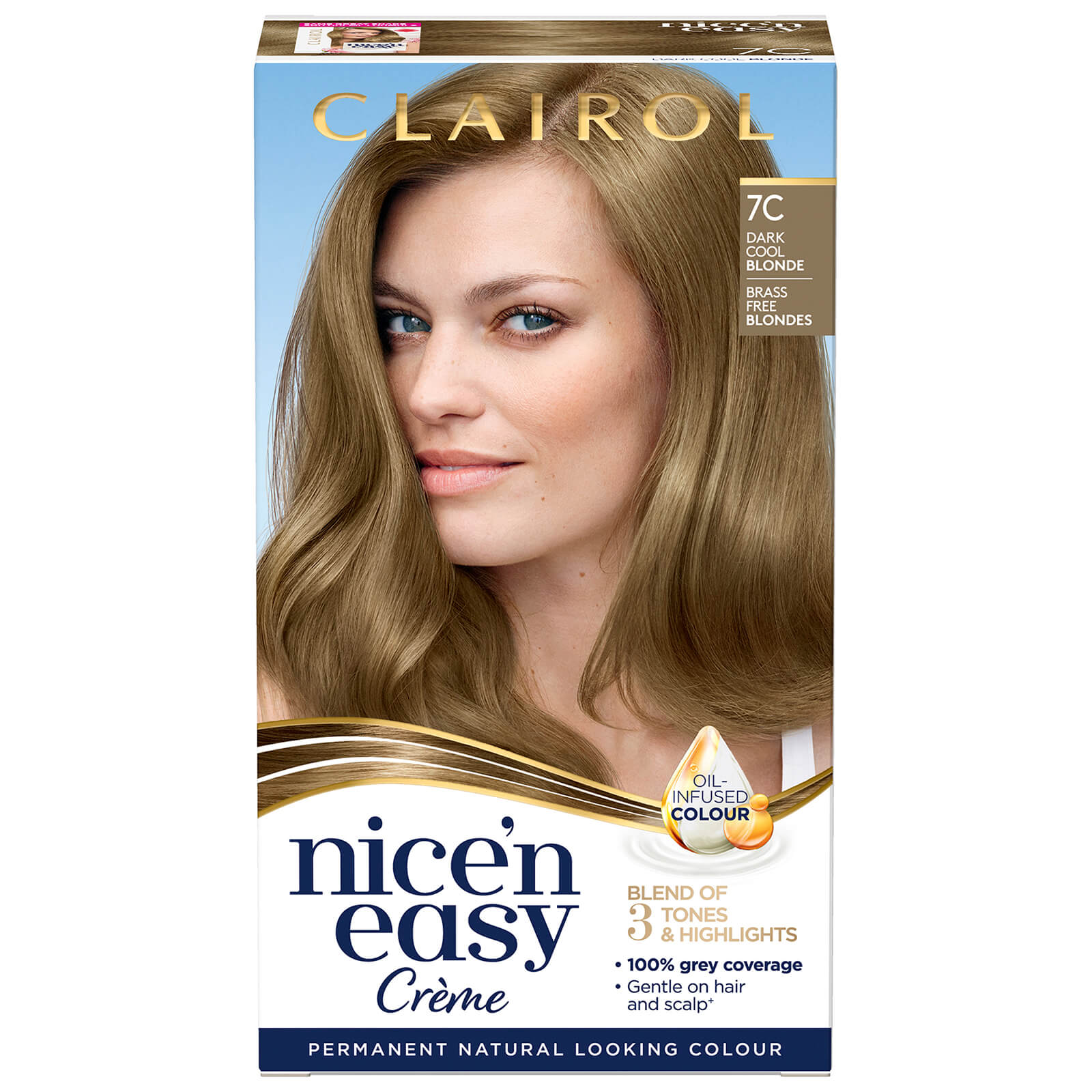 Clairol Nice' n Easy Crème Natural Looking Oil Infused Permanent Hair Dye 177ml (Various Shades) - 7C Dark Cool Blonde