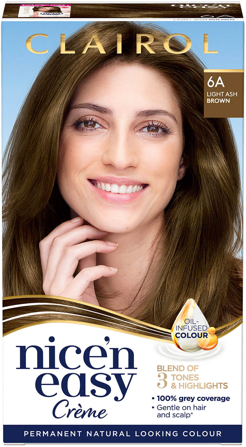 Clairol Nice' n Easy Crème Natural Looking Oil Infused Permanent Hair Dye 177ml (Various Shades) - 6A Light Ash Brown