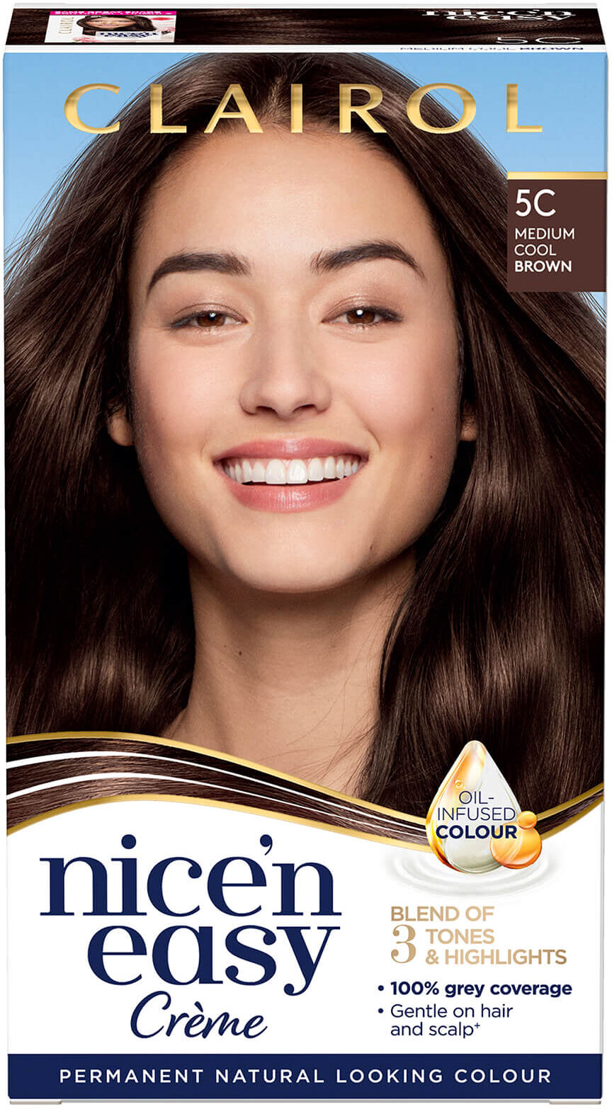 Clairol Nice' n Easy Crème Natural Looking Oil Infused Permanent Hair Dye 177ml (Various Shades) - 5C Medium Cool Brown